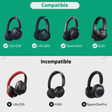 Geekria Shield Headphones Case Compatible with Anker Soundcore Q11i, Life Q20, Life Q30, Space Q45, Replacement Protective Hard Shell Travel Carrying Bag with Cable Storage (Light Grey)