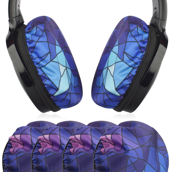 Geekria 2 Pairs Flex Fabric Headphone Covers - Product Safety Certified - Washable & Stretchable Sanitary Ear Protectors for Over-Ear Headsets, Sweat Pads for Gym, Gaming (Size M / Diamond)