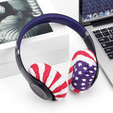 Geekria 2 Pairs Flex Fabric Headphone Ear Covers - Product Safety Certified - Washable & Stretchable Protectors for Over-Ear Headsets, Sweat Pads for Gym, Gaming (M/America Flag Pattern)