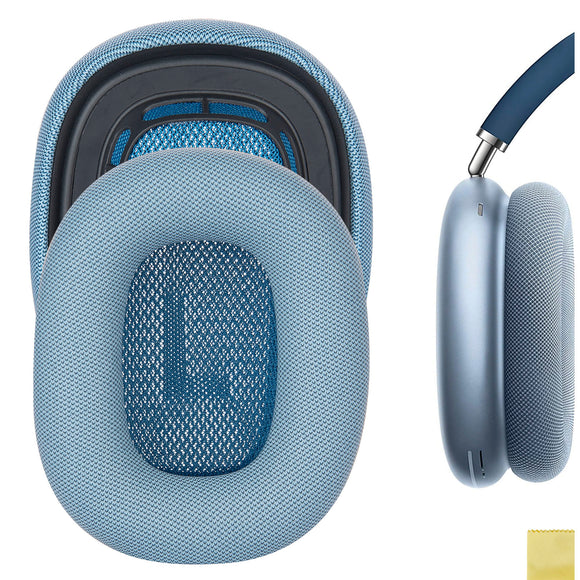 Geekria QuickFit Replacement Ear Pads for Airpods MAX Headphones Ear Cushions, Headset Earpads, Ear Cups Cover Repair Parts (Blue)
