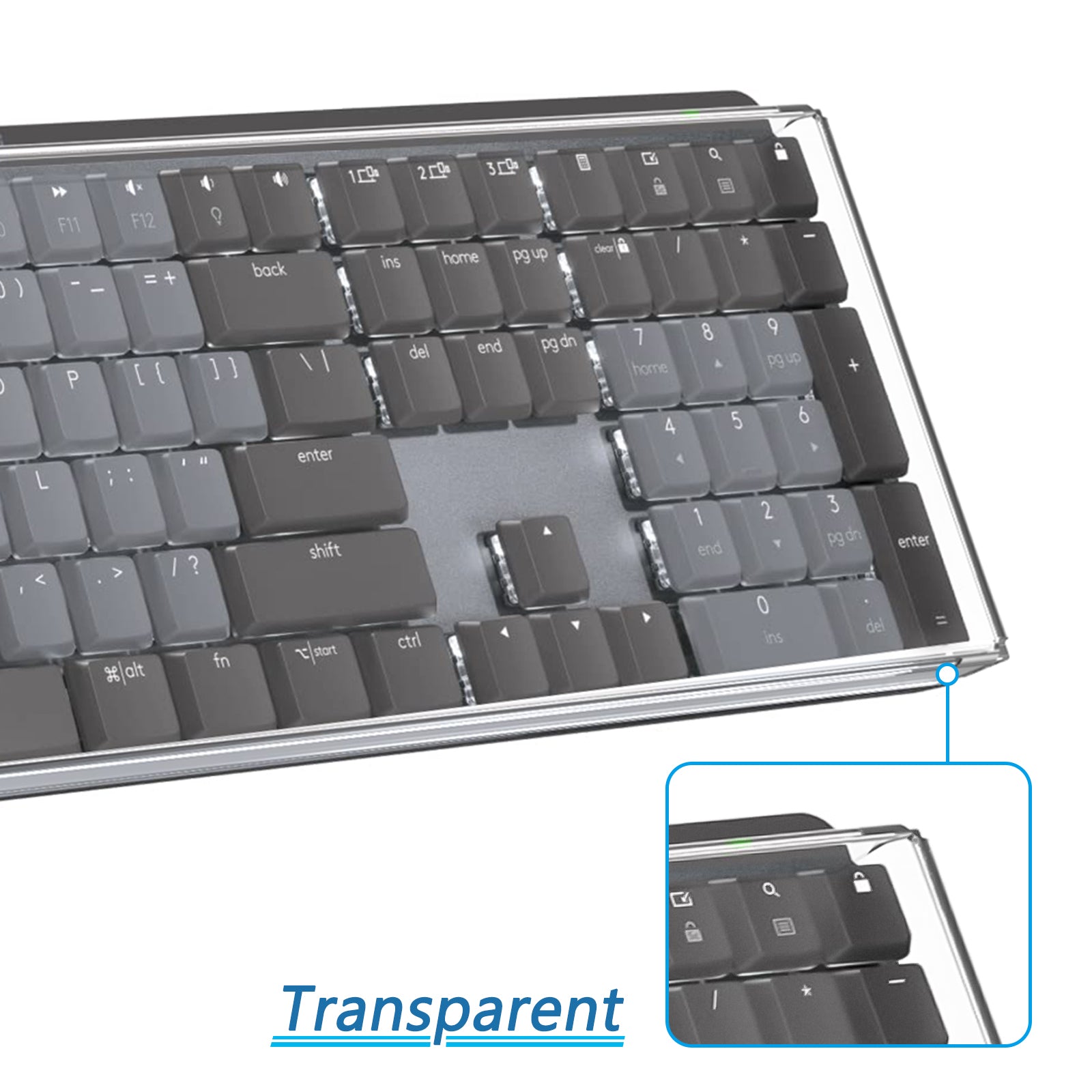 Geekria Full Size Keyboard Dust Cover, Clear Acrylic Keypads Cover for