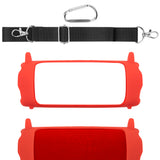 Geekria Silicone Speaker Case Cover Compatible with JBL Flip7, Protective Soft Skin, Replacement Portable Travel Carrying Sleeve with Shoulder Strap (Red)