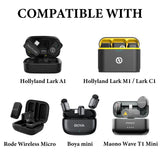 Geekria for Creators Microphone Carrying Case Compatible with Hollyland Lark A1, M1, C1, Rode Wireless Micro, Boya mini, Maono Wave T1 Mini Charging Case, Hard Shell Travel Bag (Light Grey)