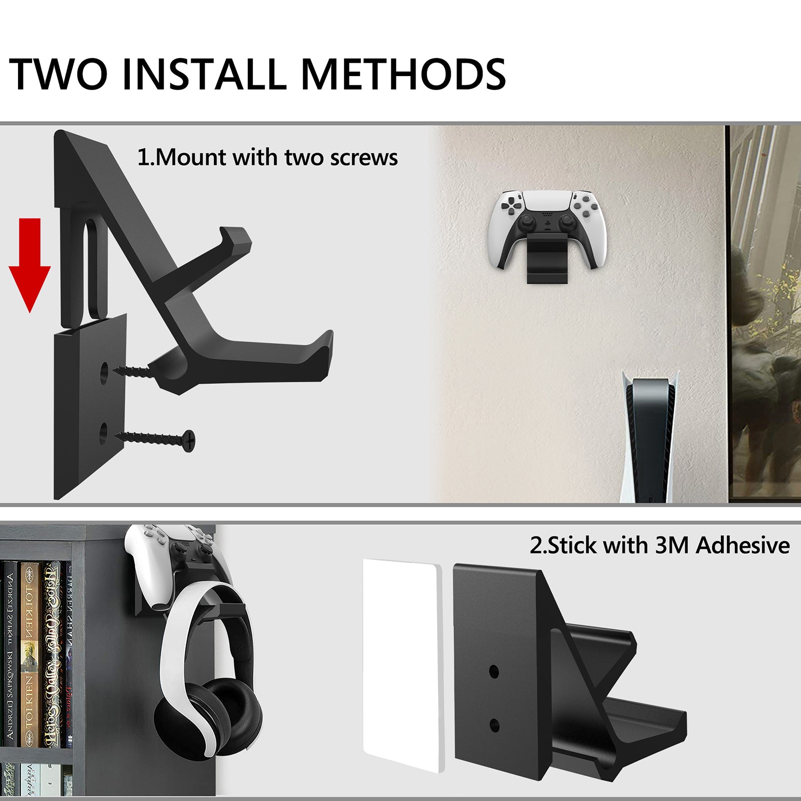 Geekria Aluminum Game Headphone Stand, Controller Hanger