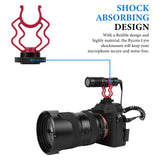 Geekria for Creators On Camera Microphone Shock Mount Holder, Shockmount for Shotgun Video Microphones with Cold Shoe, Compatible with RODE VideoMicro, Movo VXR10 (Red / 2 Pack)