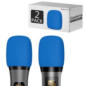 Geekria for Creators Foam Windscreen for 1.6'' Diameter Microphones, Antipop Foam Cover, Mic Wind Cover, Sponge Foam Filter Compatible with Bietrun WXM09, WXM21, Behringer XM8500 (Blue / 2 Pack)
