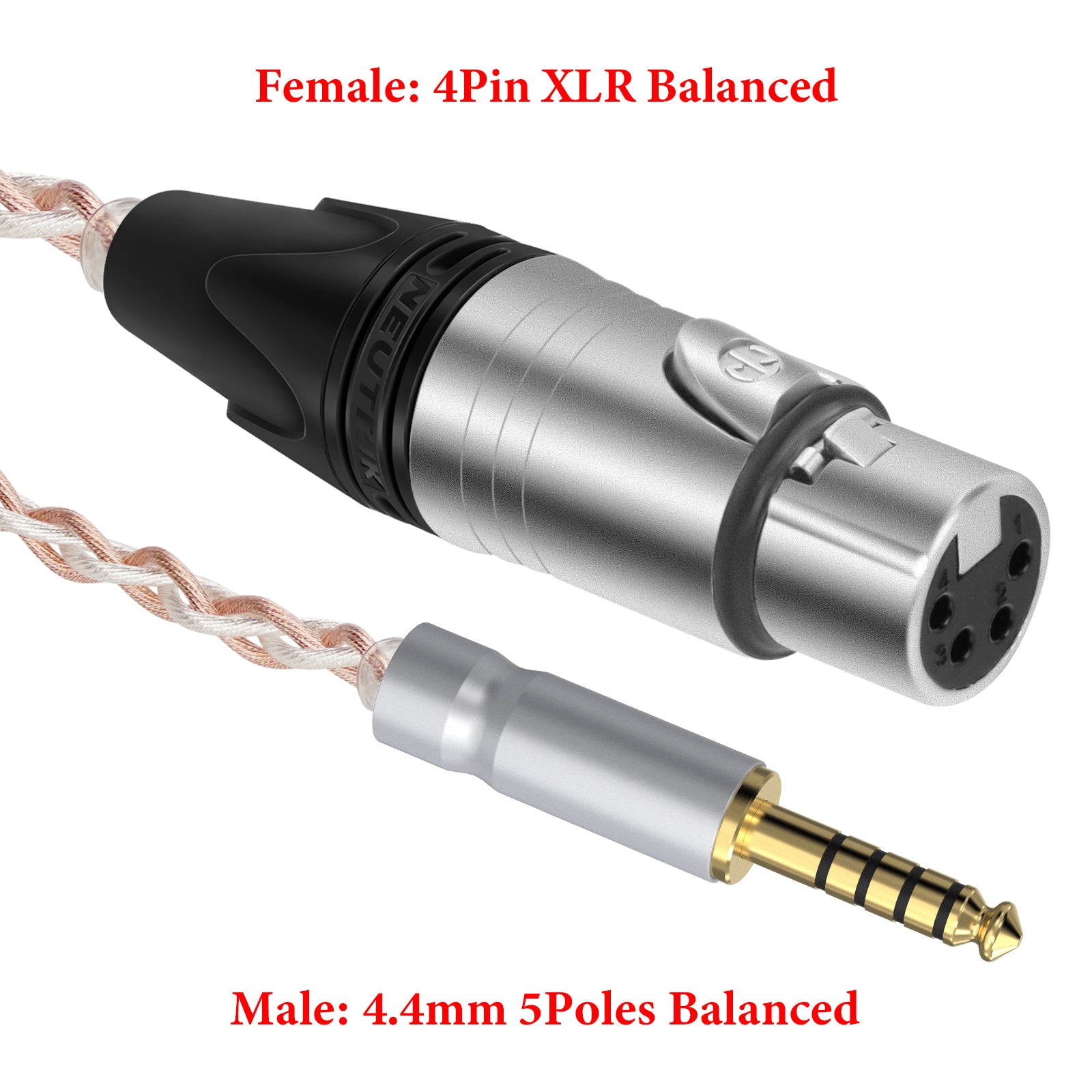 Geekria 4-Pin XLR Balanced Male to 4.4mm Balanced Male Headphones Audi