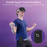 Geekria VR Battery Case Compatible with Apple Vision Pro, Portable Battery Pack Holster Case, Vegan Leather Power Bank Belt Clip, Card Holder Battery Protection Accessory (Black)