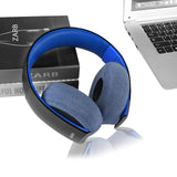 Geekria 2 Pairs Knit Headphones Ear Covers, Washable & Stretchable Sanitary Earcup Protectors for Large Over-Ear Headset Ear Pads, Sweat Cover for Warm & Comfort (L / Blue)