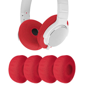 Geekria 2 Pairs Knit Fabric Headphones Ear Covers, Washable & Stretchable Sanitary Earcup Protectors for On-Ear Headset Ear Pads, Sweat Cover for Warm & Comfort (Size S Red)
