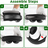 Geekria Short Replacement Medium Hook and Loop Headband Cover + Protein Leather Pad Set, Compatible with Skullcandy, Bose, JBL, Sony Headphones Accessory, Easy DIY Installation (Black)