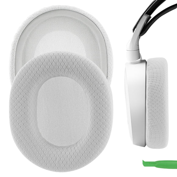 Geekria Comfort Mesh Fabric Replacement Ear Pads Compatible with SteelSeries Arctis 1/3/5/7/7+/7P/7P+/7X/7X+/9/9X, Arctis Pro/Prime Headphones, Repair Parts (Light Grey)