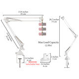 Geekria for Creators Microphone Arm Compatible with Razer Seiren V3 Chroma, V3 Mini, X, Mini Mic Boom Arm with Tabletop Flange Mount, Suspension Stand, Mic Scissor Arm, Desk Mount Holder (White)