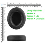Geekria QuickFit Replacement Ear Pads for Razer Kraken X, Kraken X Ultralight, Kraken X Lite Headphones Ear Cushions, Headset Earpads, Ear Cups Cover Repair Parts (Black)