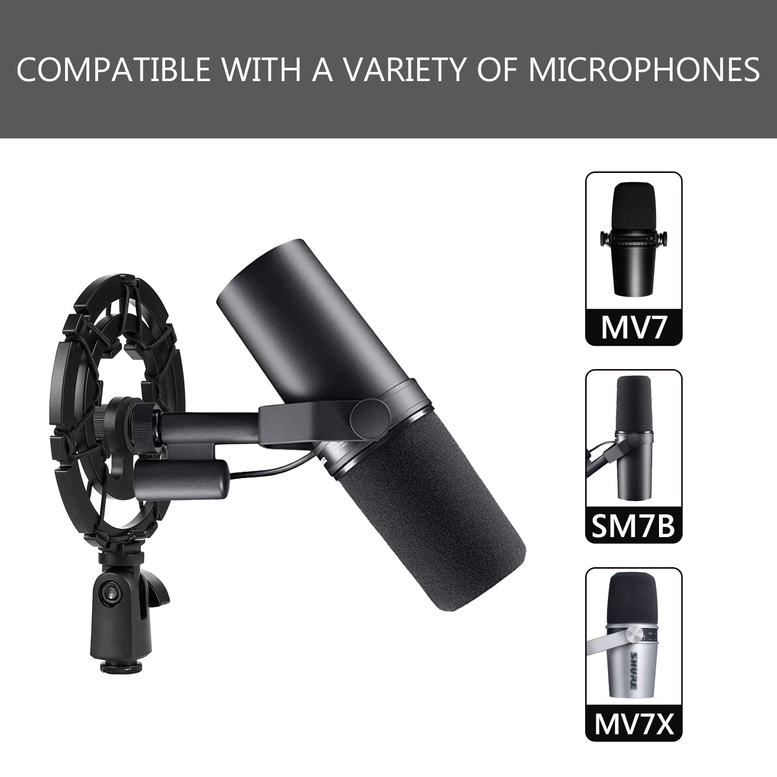 Geekria for Creators Microphone Shock Mount Compatible with Shure MV7,