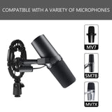 Geekria for Creators Microphone Shock Mount Compatible with Shure MV7, SM7B, MV7X Mic Anti-Vibration Suspension Adapter Clamp Mic Holder Clip (Black)
