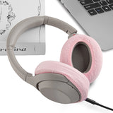 Geekria 2 Pairs Knit Headphones Ear Covers (Product Safety Certified), Washable & Stretchable Protectors for Over-Ear Headsets, Sweat-Resistant (Size M / Pink)