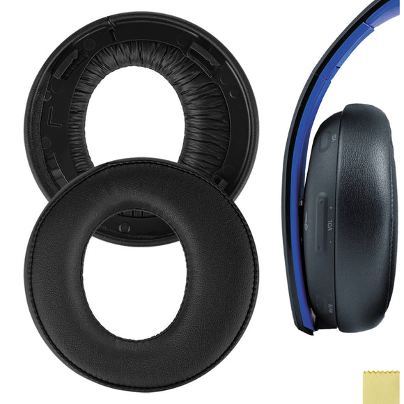 Geekria QuickFit Replacement Ear Pads for Sony PlayStation Gold Wireless Stereo CECHYA-0083 Headphones Ear Cushions, Headset Earpads, Ear Cups Cover Repair Parts (Black)