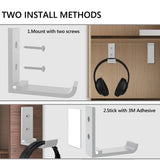 Geekria Foldable Wall Mount Headphones Holder, Headset Wall Hanger, Aluminum Wall Mount Hook, Hold Up to 1KG with Tape, 20KG with Screws, Stand Come with Headband Protective Pad (5 Pcs)