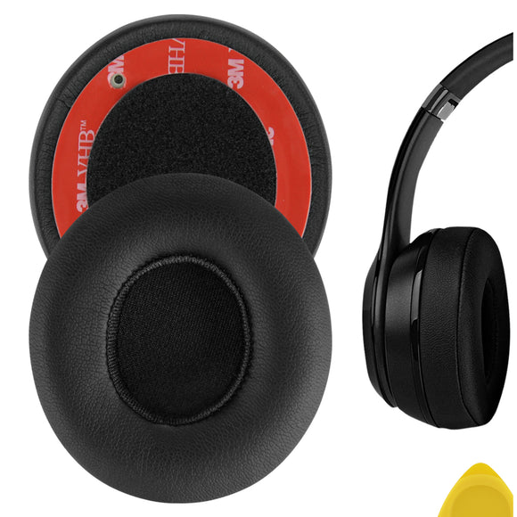 Geekria QuickFit Replacement Ear Pads for Beats Solo 2 Wireless, Solo2.0 Wireless (B0534) On-Ear Headphones Ear Cushions, Headset Earpads, Ear Cups Cover Repair Parts (Black)