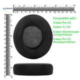 Geekria Comfort Velour Replacement Ear Pads for Razer Kraken Pro V2, 7.1 V2, 7.1 Chroma V2, Kraken Pro V2 Pewdiepie/Stormtrooper Headphones Ear Cushions, Headset Earpads, Ear Cups Repair (Black)