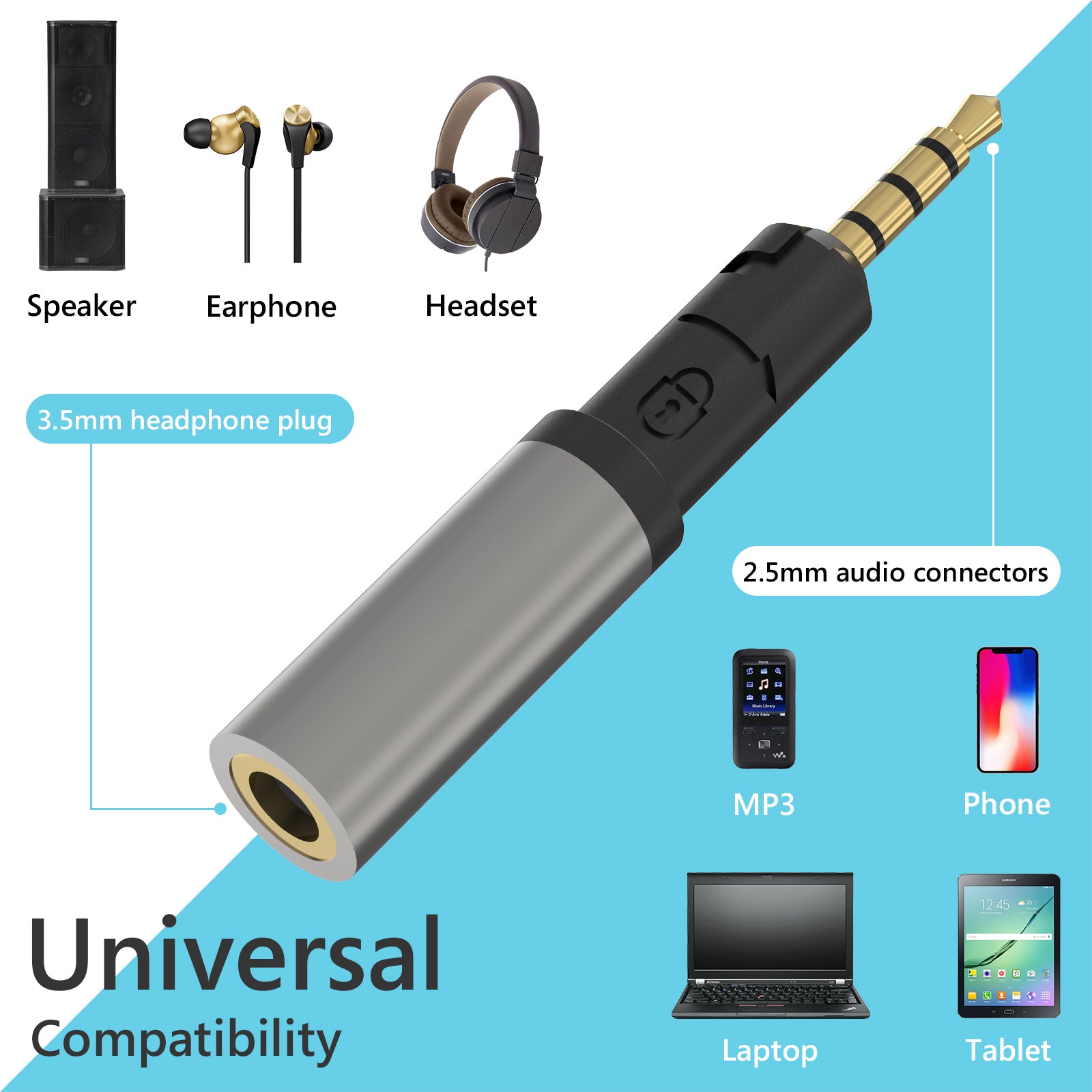 Audio Adapter Headphone Jack Adapter For Guitar Amp