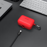 Geekria Silicone Case Cover Compatible with JBL LIVE 300 True Wireless Earbuds, Earphones Skin Cover, Protective Carrying Case with Keychain Hook, Charging Port Accessible (Red)
