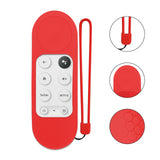 Geekria Chromecast Cover Compatible with Google TV HD 2022 Remote Control - Lightweight Non-Slip Shock Resistant Silicone Cover for Google TV 4K 2020 Remote Control with Lanyard (Red)