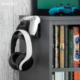 Geekria Aluminum Game Headphone Stand, Controller Hanger & Headphone Hanger Holder, Wall-Mounted Bracket, Compatible with Xbox One, PS5, PS4, Dualshock, HyperX (2 Pcs / Black)