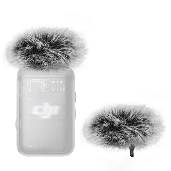 Geekria for Creators Furry Windscreen Compatible with DJI Mic 2, Mic DeadCat Wind Cover Muff, Windbuster, Windjammer, Fluff Cover Windshield (Grey / 2 Pack)
