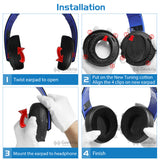 Geekria Earpad + Headband Compatible with Sony PlayStation Gold Wireless/S4/PS3/PSV Gold Wireless Headphone Ear Pad and Headband Pad/ Ear Cushion + Headband Cushion/Repair Parts Suit (Black/Blue)