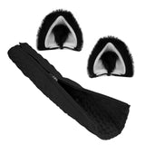 Geekria NOVA Knit Fabric Headband Cover+Cat Ears Attachment Compatible with Razer, SteelSeries, HyperX, Sennheiser, ASTRO, Sony, Logitech, ATH Headphones, Head Cushion Pad Protector (Black/White)