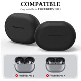 Geekria Silicone Case Cover Compatible with HUAWEI FreeBuds Pro True Wireless Earbuds, Earphones Skin Cover, Protective Carrying Case with Charging Port Accessible (Black)