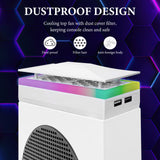 Geekria RGB Cooling Fan Compatible with Xbox Series S, Top Heat Dissipation Dust Fan, Chilling System with 3 Speed Level Adjustable, 7 Modes RGB Light Strip, Low Noise and 2 USB Port