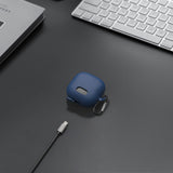 Geekria Silicone Case Cover Compatible with Soundcore by Anker Liberty 4 NC True Wireless Earbuds, Protective Earphones Skin Cover with Keychain Hook, Charging Port Accessible (Blue)