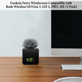 Geekria for Creators Furry Windscreen Compatible with Rode Wireless GO Gen 3 III, GO 2, PRO, ME Mic DeadCat Wind Cover Muff, Fluff Cover Windshield, Wind Noise Reduction (Grey / 2 Pack)