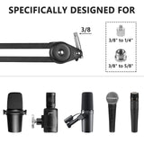 Geekria for Creators Microphone Arm Compatible with Shure MV88+, SM7B, MV7, SM58, SM57, Mic Boom Arm Mount Adapter with Tabletop Flange Mount, Suspension Stand, Mic Scissor Arm, Desk Mount Holder