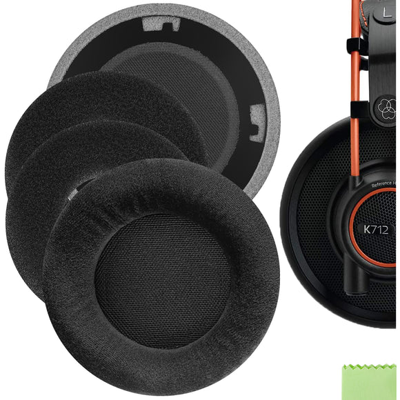 Geekria Comfort Velour Replacement Ear Pads for AKG K701, K702, Q701, Q702, K601, K612, K712, K400, K500 Headphones Ear Cushions, Headset Earpads, Ear Cups Cover Repair Parts (Black)