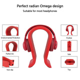 Geekria Vegan Leather Wooden Omega Headphone Stand for Over-Ear Headphones, Gaming Headset Stand, Desk Display Hanger Compatible with Sony, Bose, JBL (Red)