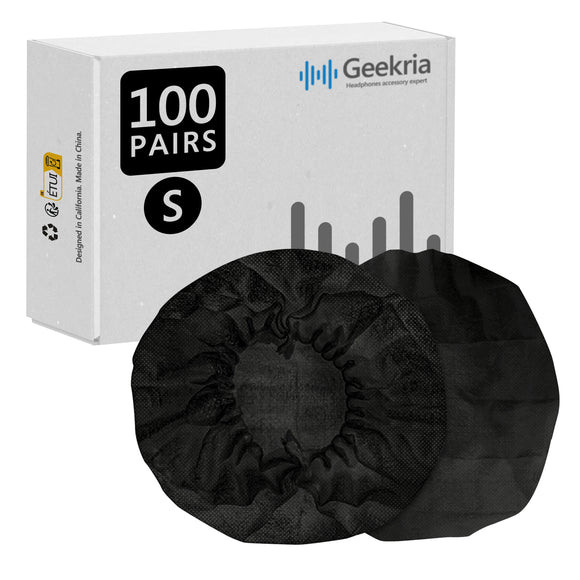 Geekria 100 Pairs Disposable Headphones Ear Cover for On-Ear Headset Earcup, Stretchable Sanitary Ear Pads Cover, Hygienic Ear Cushion Protector (S / Black)
