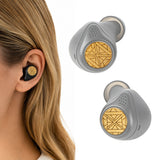Geekria Gold-Tone Metal Earbud Stickers Compatible with Jabra Elite Active 75t & Elite 75t, Jewelry-Inspired Geometric Decorative Decals, Self-Adhesive (6 Pieces)
