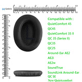 Geekria QuickFit Ear Pads for Bose QC45, QC35, QC35 ii, QC35 ii Gaming, QC15 QC25, AE2, AE2i, AE2w, SoundTrue, SoundLink AE, QCSE, New Quietcomfort Headphones Ear Cushions, Headset Earpads (Black)