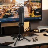Geekria for Creators Tabletop Tripod Mic Stand, Desktop Mic Stand with Foldable Non-Slip Feet, Compatible with Behringer XM8500, C-1, CAD Audio GXL2200, Marantz Pro MPM-1000, Nady SCM-1000