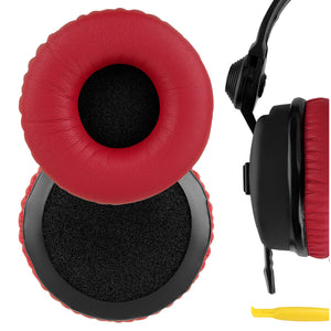 Geekria QuickFit Replacement Ear Pads for Sennheiser HD25, HD25SP, HD25 Lite, HD25 Plus, HD25 Limited 75th Anniversary Edition Headphones Ear Cushions, Ear Cups Cover Repair Parts (Red)