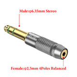 Geekria 6.35mm Stereo Male to 2.5mm (4-Pole TRRS) Balanced Female Headphone Adapter, Compatible with 2.5mm TRRS Balanced Headphone Cables, Gold-Plated Aluminum Alloy