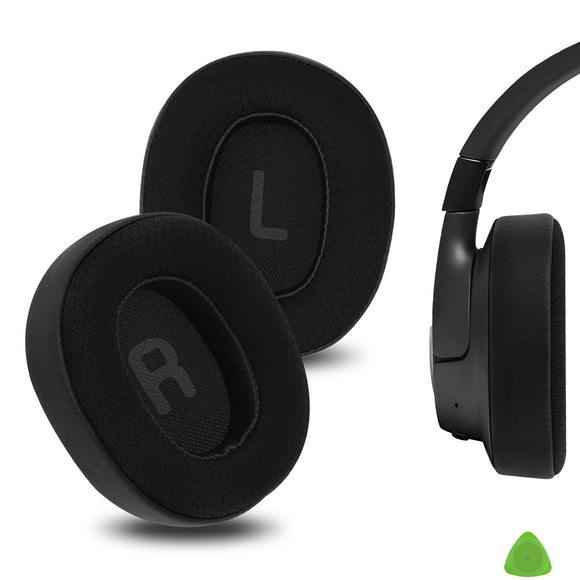 Geekria Comfort Mesh Fabric Replacement Ear Pads for JBL Tune 700BT, 710BT, 720BT, 750BTNC, 760NC, 770NC Wireless Over-Ear Headphones, Ear Cushions, Repair Parts (Black)