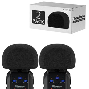 Geekria for Creators Foam Windscreen Compatible with ZOOM H6 essential Recorder, Mic Wind Cover, Sponge Filter, Portable Digital Recorder (Black / 2 Pack)