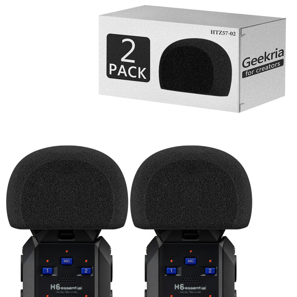 Geekria for Creators Foam Windscreen Compatible with ZOOM H6 essential Recorder, Mic Wind Cover, Sponge Filter, Portable Digital Recorder (Black / 2 Pack)