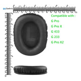 Geekria QuickFit Replacement Ear Pads for Logitech G Pro, G Pro X, G433, G233, G Pro X 2 Headphones Ear Cushions, Headset Earpads, Ear Cups Cover Repair Parts (Black)