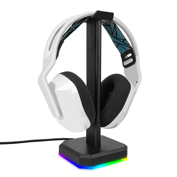 Geekria RGB PVC Headphones Stand for Over-Ear Headphones, Gaming Headset Holder, Desk Display Hanger with Solid Heavy Base Compatible with Beats Solo, Koss Porta Pro, Sony MDR7506 (Black)